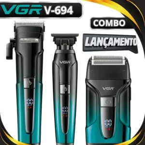 Kit 3 Máquinas de Corte, Acabamento e Shaver Profissional VGR V694