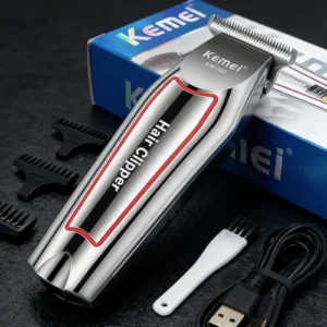 Máquina Corte Acabamento Barba Km-034 Com LED Kemei